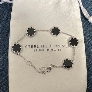 Sterling Forever Silver Rose petal station bracelet